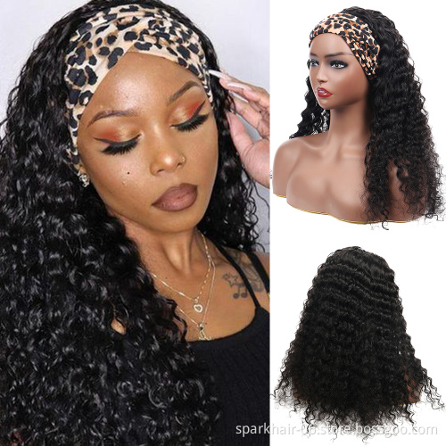 SPARK Headband Wigs Human Hair Straight Glueless None Lace Front Wigs Brazilian Virgin Hair Straight Human Hair Headband Wigs